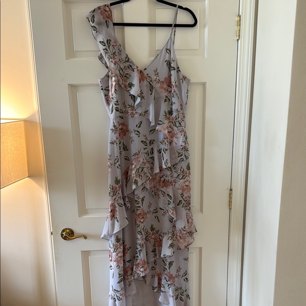 Purple Asymmetrical Tiered Sundress for Wedding Guest